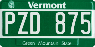 VT license plate PZD875