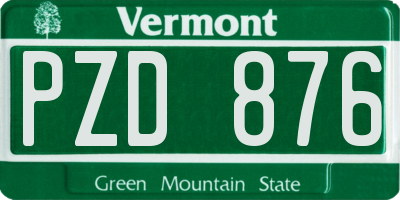 VT license plate PZD876