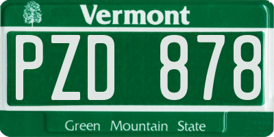 VT license plate PZD878
