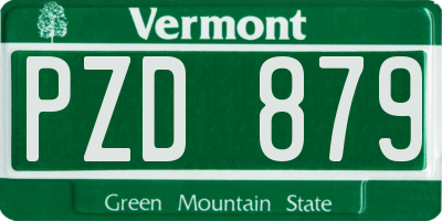 VT license plate PZD879