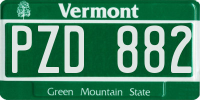 VT license plate PZD882