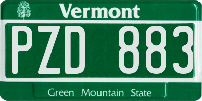 VT license plate PZD883