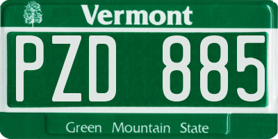 VT license plate PZD885