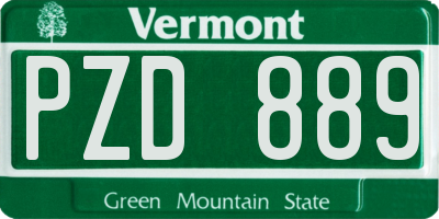 VT license plate PZD889