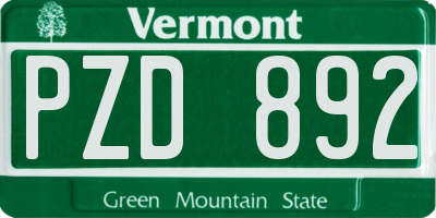 VT license plate PZD892