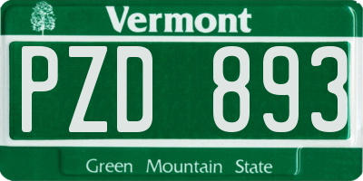 VT license plate PZD893