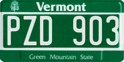 VT license plate PZD903