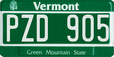 VT license plate PZD905