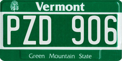 VT license plate PZD906