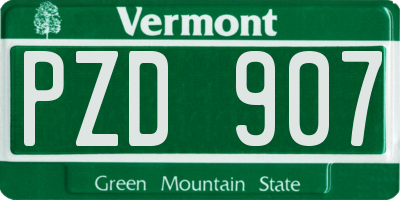 VT license plate PZD907