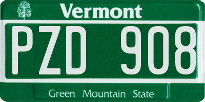 VT license plate PZD908