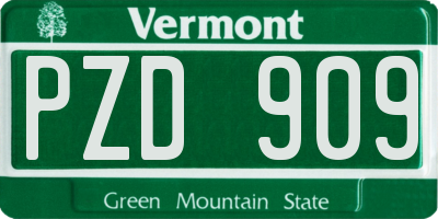 VT license plate PZD909