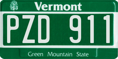 VT license plate PZD911