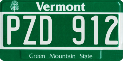 VT license plate PZD912