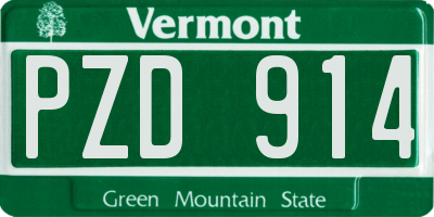 VT license plate PZD914