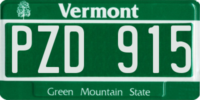 VT license plate PZD915