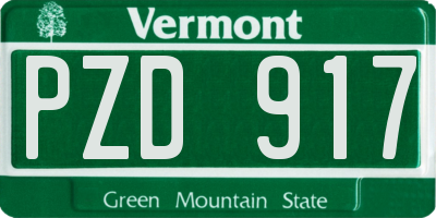 VT license plate PZD917