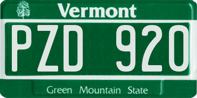 VT license plate PZD920