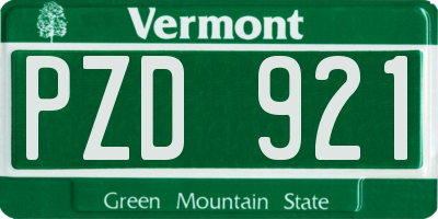 VT license plate PZD921
