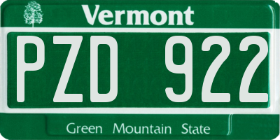 VT license plate PZD922