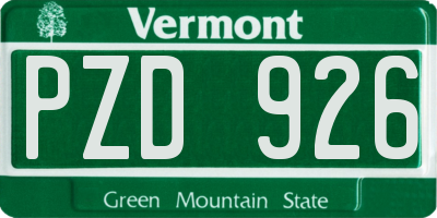 VT license plate PZD926