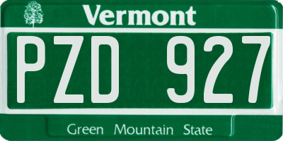 VT license plate PZD927