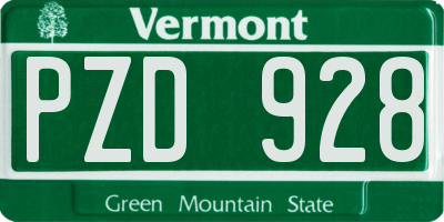 VT license plate PZD928