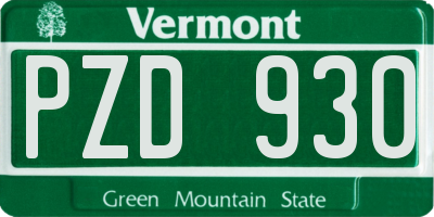VT license plate PZD930