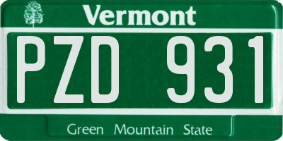 VT license plate PZD931