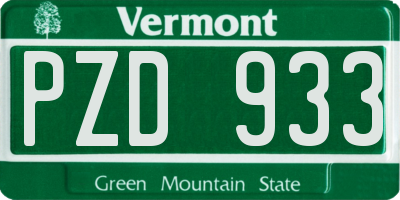 VT license plate PZD933