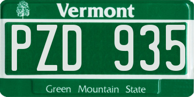 VT license plate PZD935