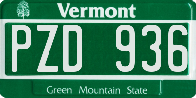 VT license plate PZD936