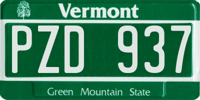VT license plate PZD937
