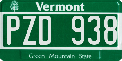 VT license plate PZD938