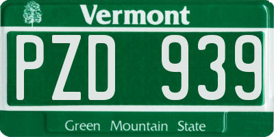 VT license plate PZD939