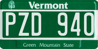 VT license plate PZD940
