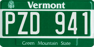 VT license plate PZD941