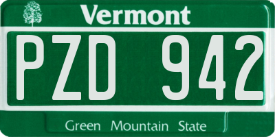 VT license plate PZD942