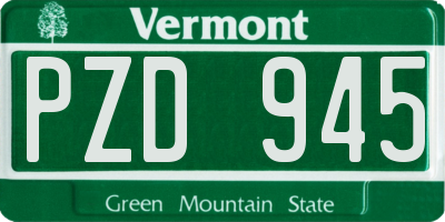 VT license plate PZD945