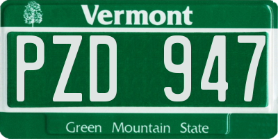 VT license plate PZD947