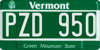 VT license plate PZD950