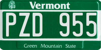 VT license plate PZD955