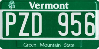 VT license plate PZD956