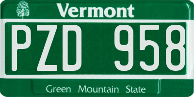 VT license plate PZD958