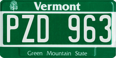 VT license plate PZD963