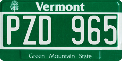 VT license plate PZD965