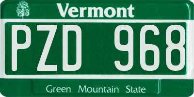 VT license plate PZD968