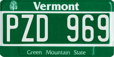 VT license plate PZD969