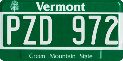 VT license plate PZD972