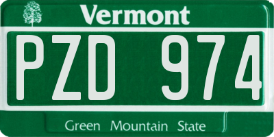 VT license plate PZD974